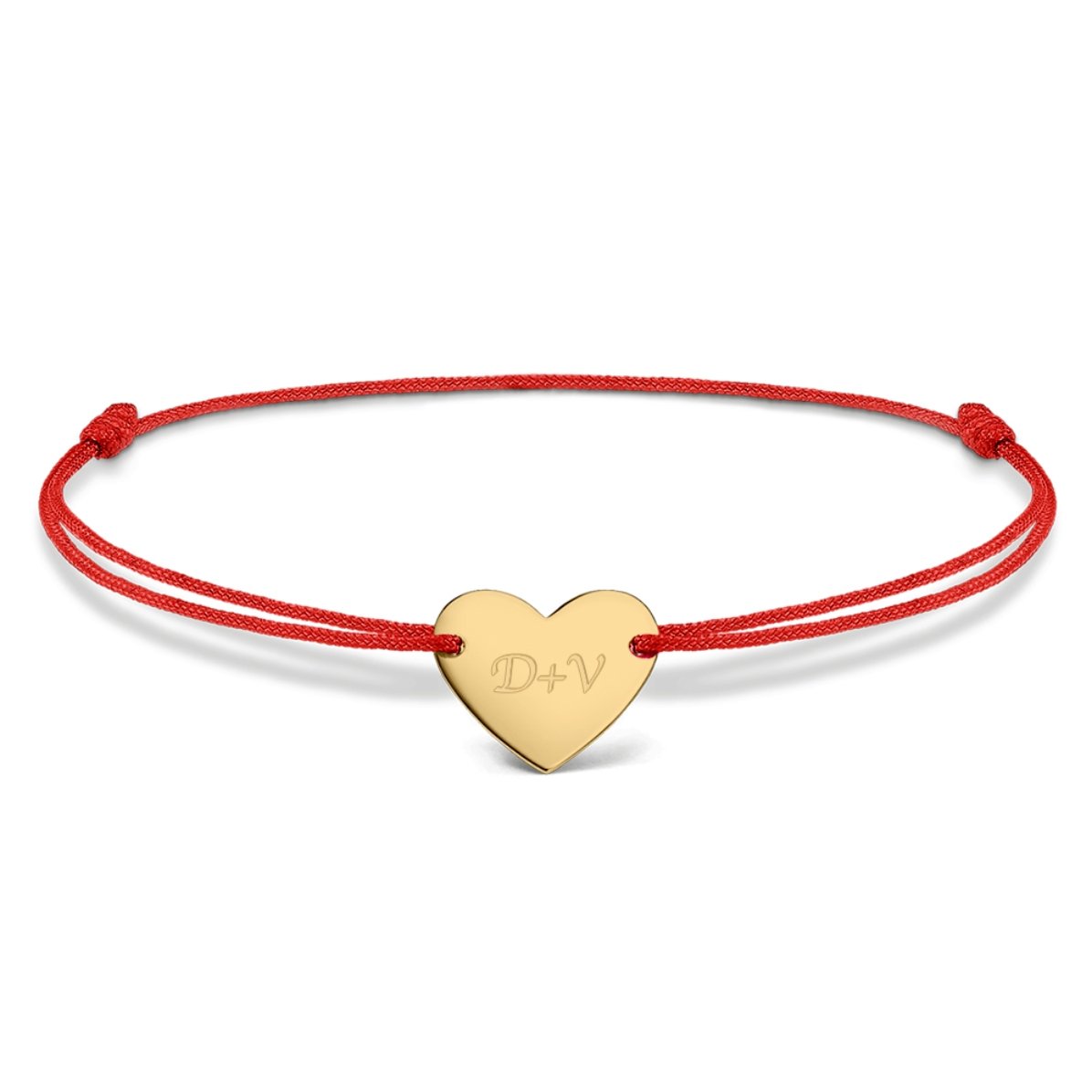 Personalisiertes Kordelarmband – Herz 12 x 10 mm – 925er Silber – „Du und ich“, Modell 3
