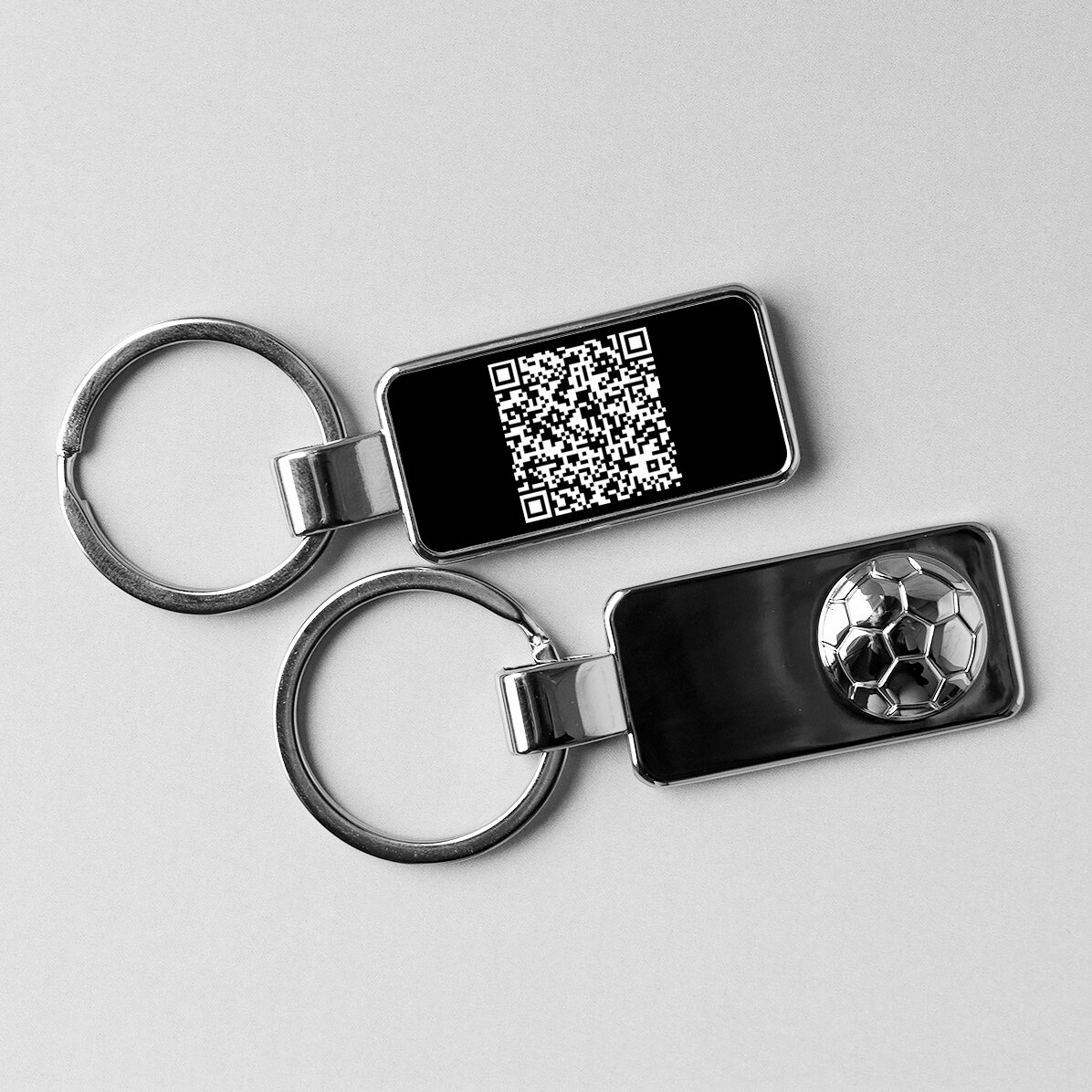 Personalised keyring with QR code - football model