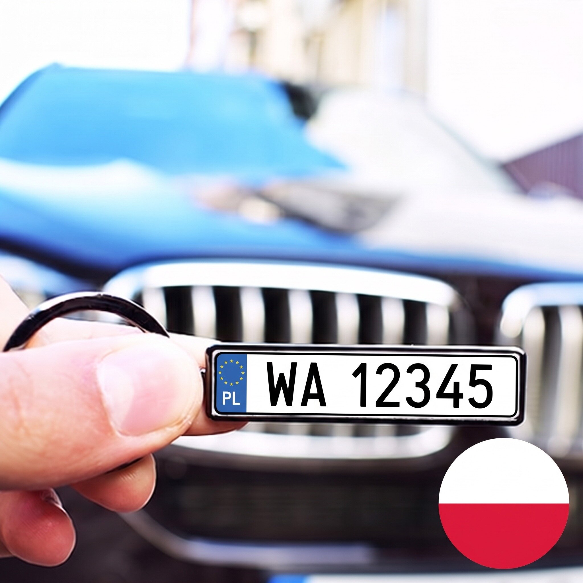 Personalisierter Schlüsselanhänger mit Kfz-Kennzeichen aus Polen