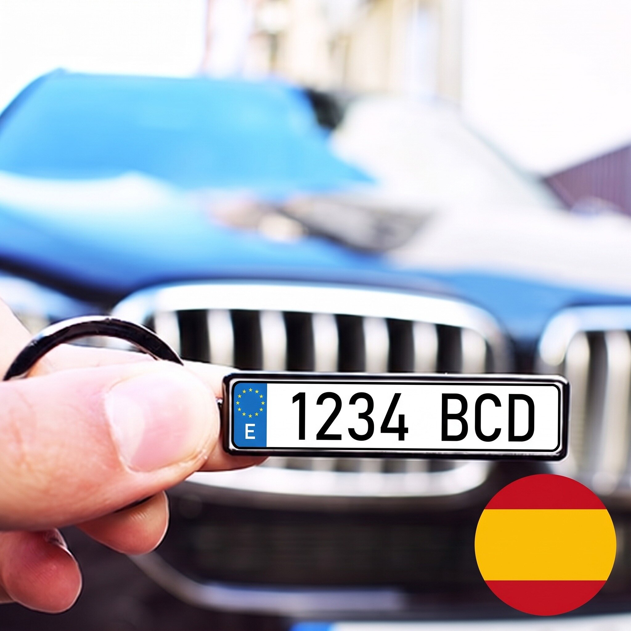 Personalisierter Schlüsselanhänger mit Kfz-Kennzeichen aus Spanien