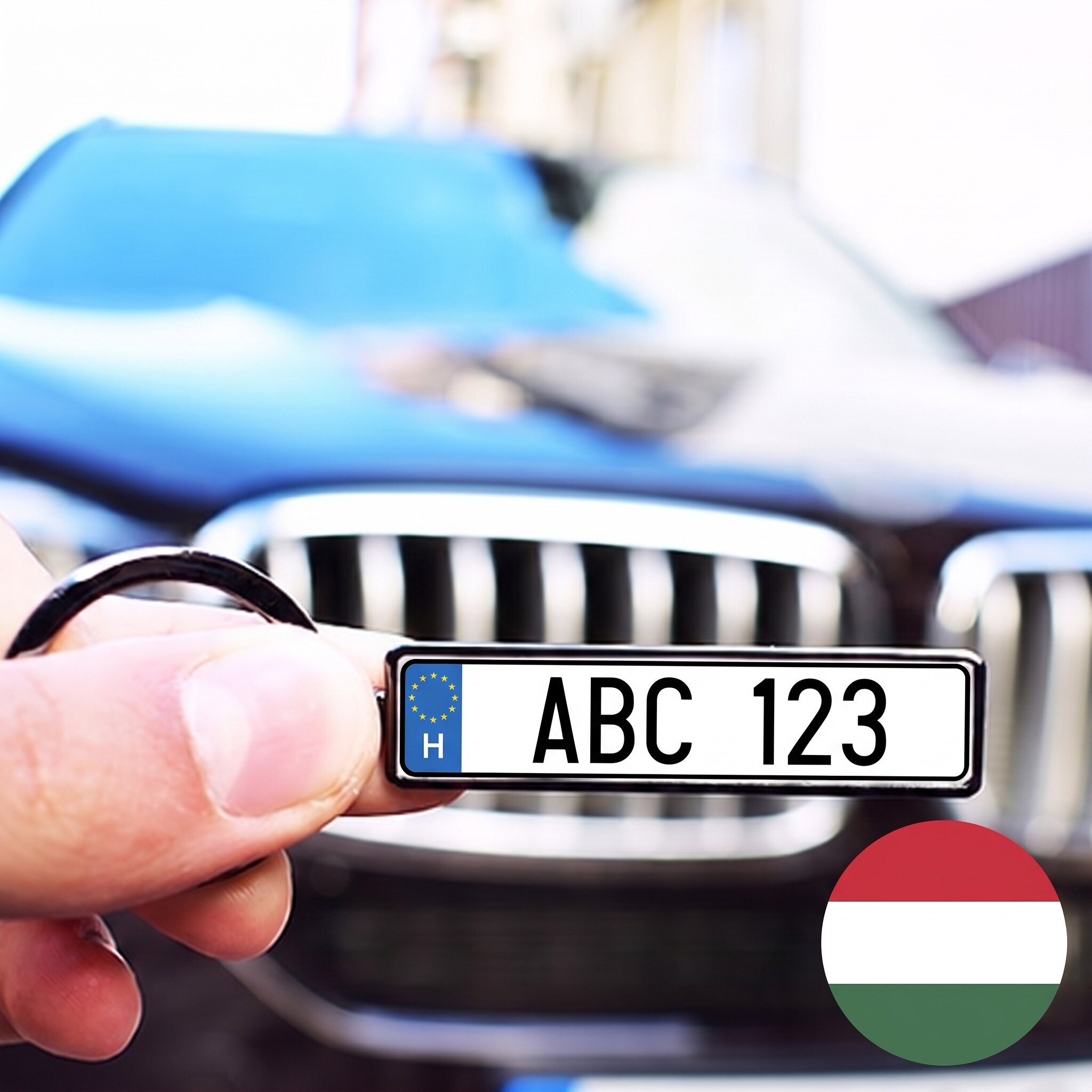 Personalisierter Schlüsselanhänger mit Kfz-Kennzeichen aus Ungarn