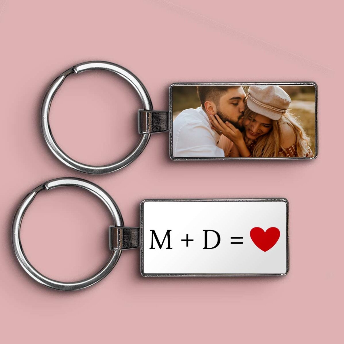 Personalisierter Schlüsselanhänger mit Foto und Text – Love