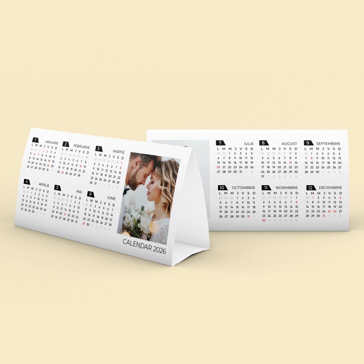Personalisierter Tischkalender 2026 mit 2 Fotos