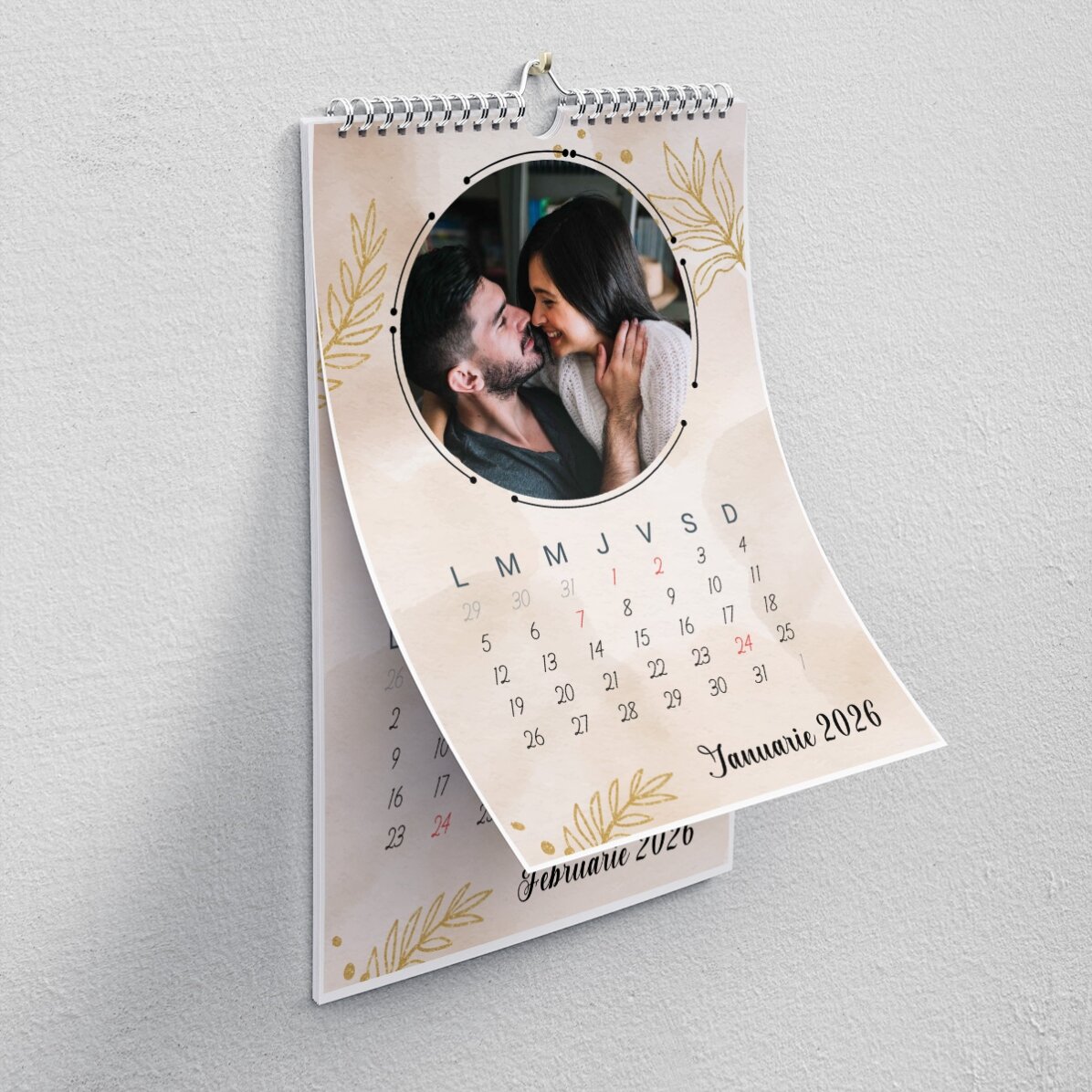 Personalisierter Kalender mit Fotos und einer Botschaft – Gold