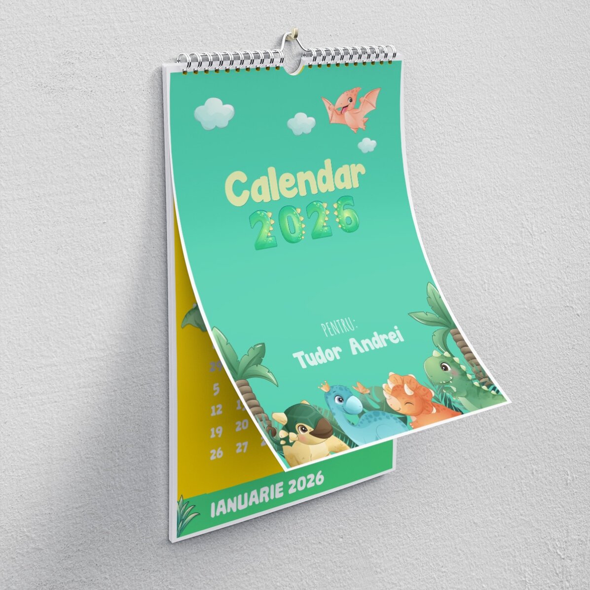 Personalised calendar for children with photos and text - Dino