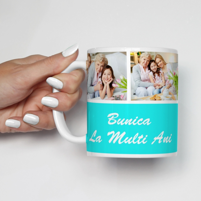 Personalisierte Tasse mit 3 Fotos und einer Botschaft