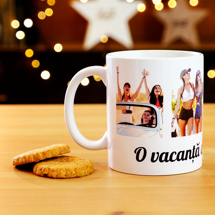 Personalisierte Tasse mit 4 Fotos und einer Botschaft