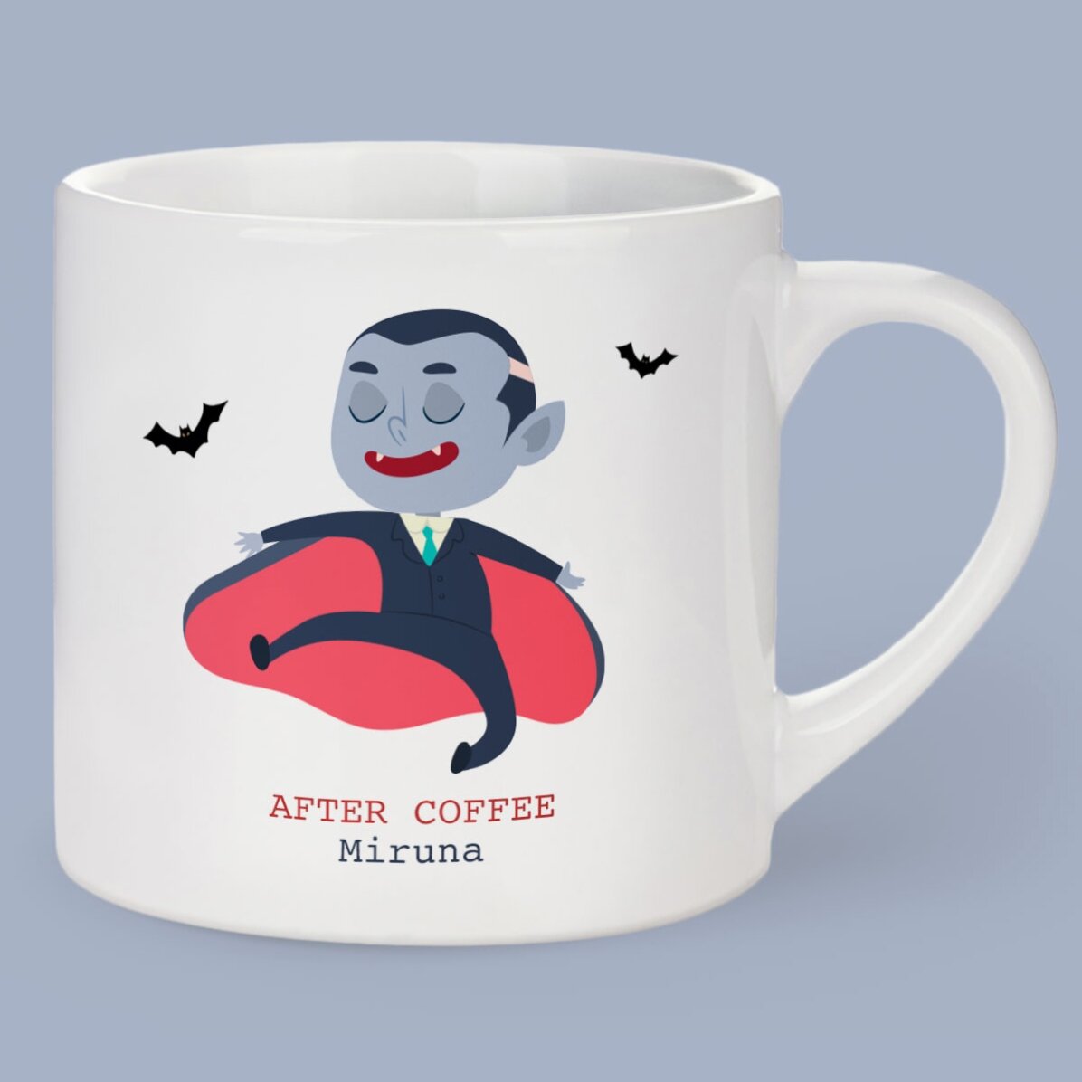 Personalisierte Espressotasse mit Aufdruck – „I need fresh blood“