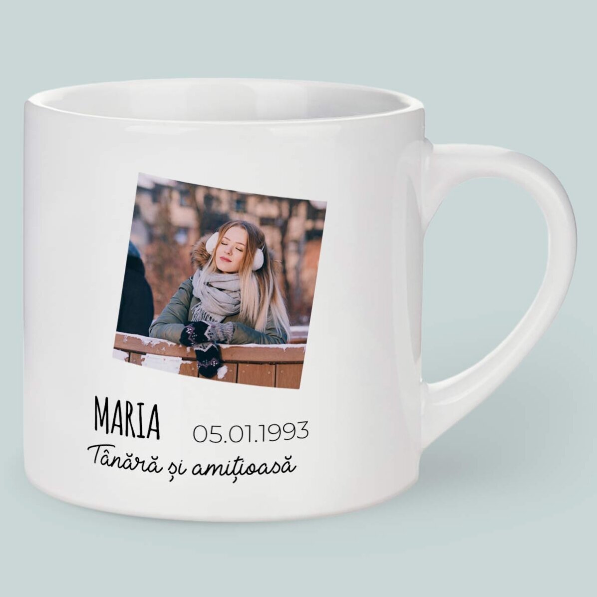 Personalisierte Espressotasse mit Foto und Text – Sternzeichen Steinbock