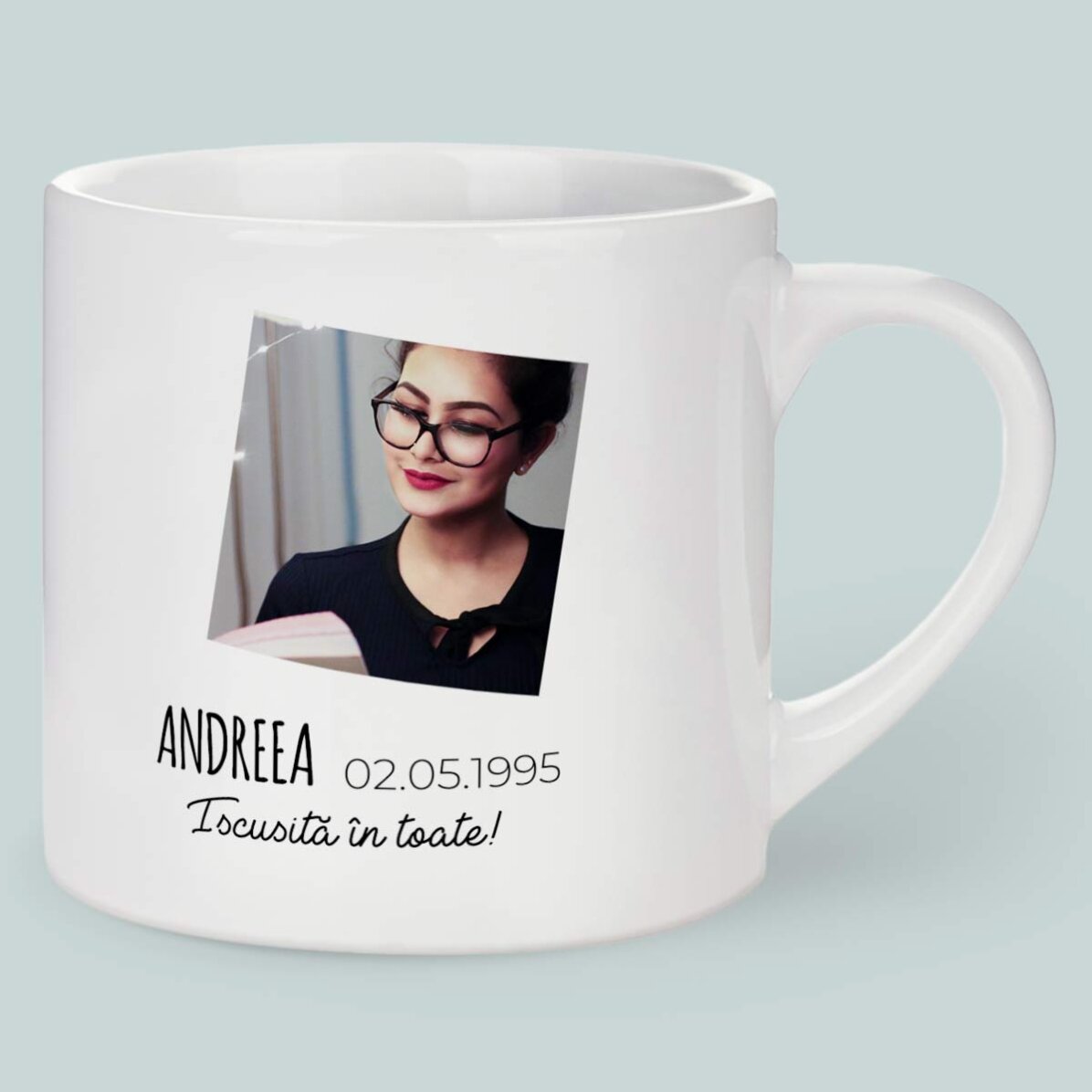 Personalisierte Espressotasse mit Foto und Text – Sternzeichen Stier