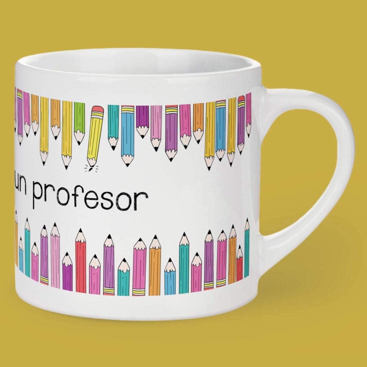 Personalisierte Espressotasse mit Schriftzug – Buntstifte