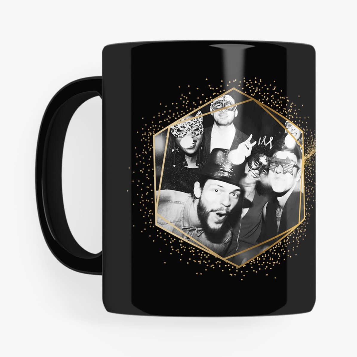 Personalisierte schwarze Tasse mit 2 Fotos