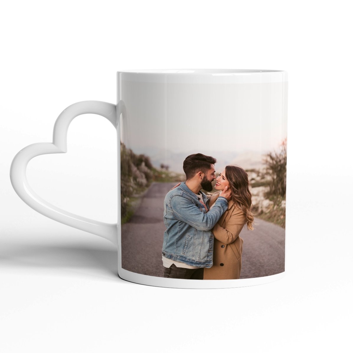 Personalisierte Tasse mit 2 Fotos – Modell mit herzförmigem Henkel