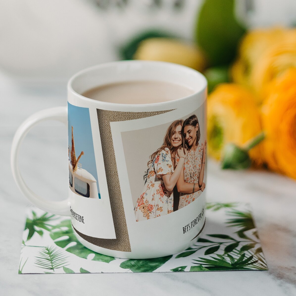 Personalisierte Tasse mit 2 Fotos und Text – Unvergessliche Erinnerungen