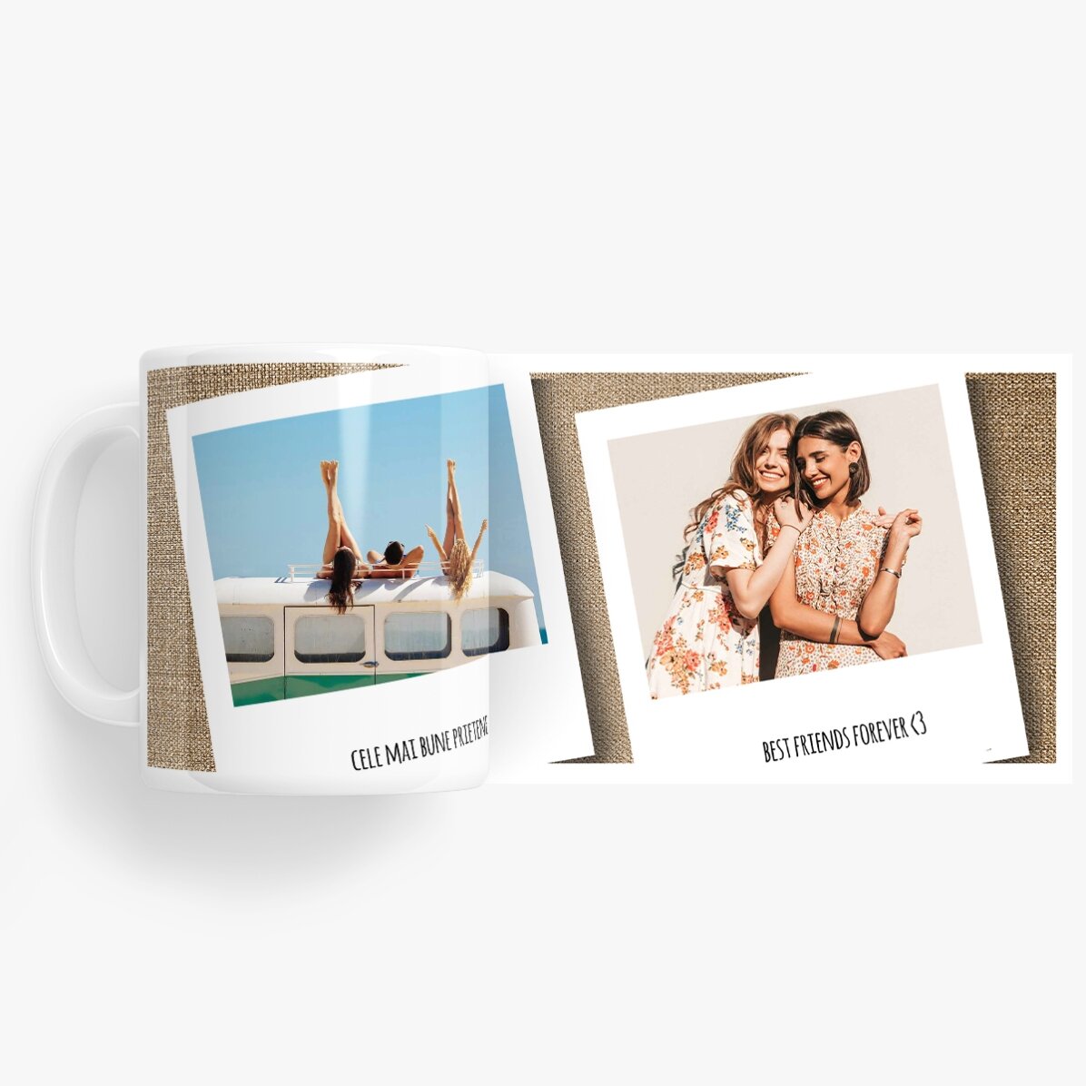 Personalisierte Tasse mit 2 Fotos und Text – Unvergessliche Erinnerungen