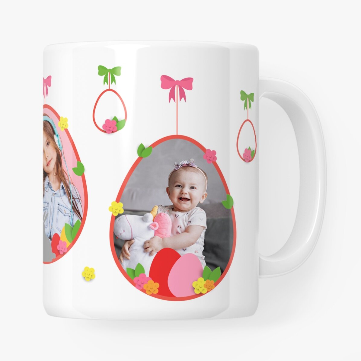 Personalised mug with 2 photos and text - Happy Easter