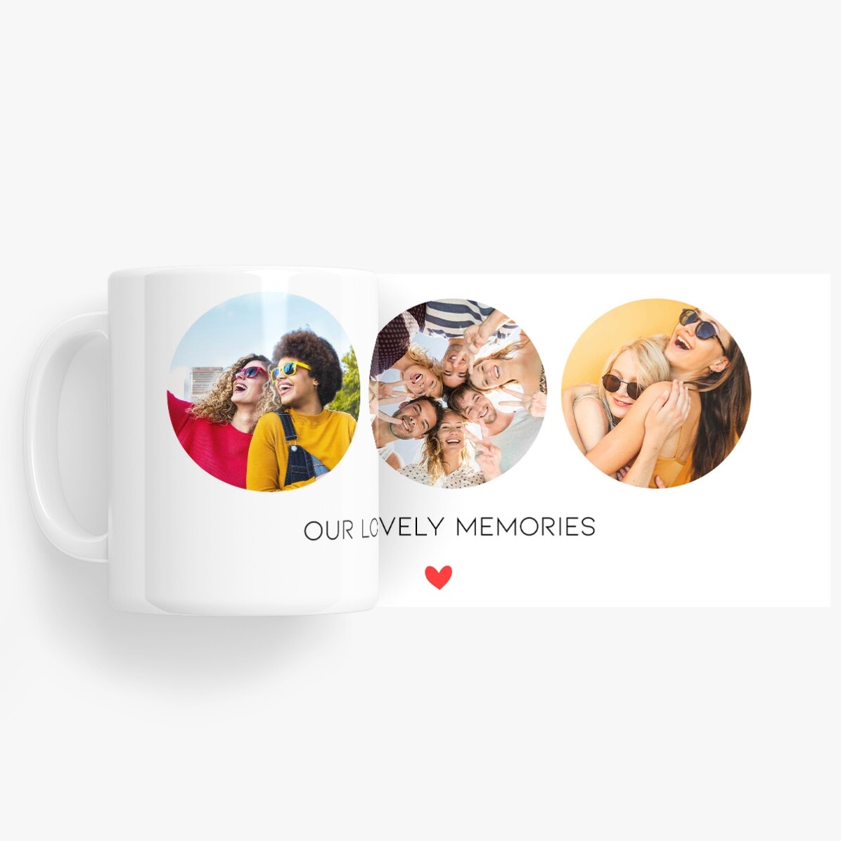 Personalisierte Tasse mit 3 Fotos und Text – Unvergessliche Erinnerungen