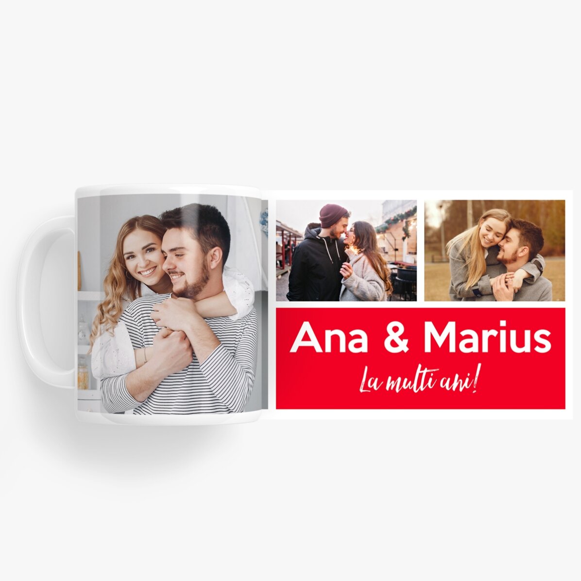 Personalisierte Tasse mit 3 Fotos und Text