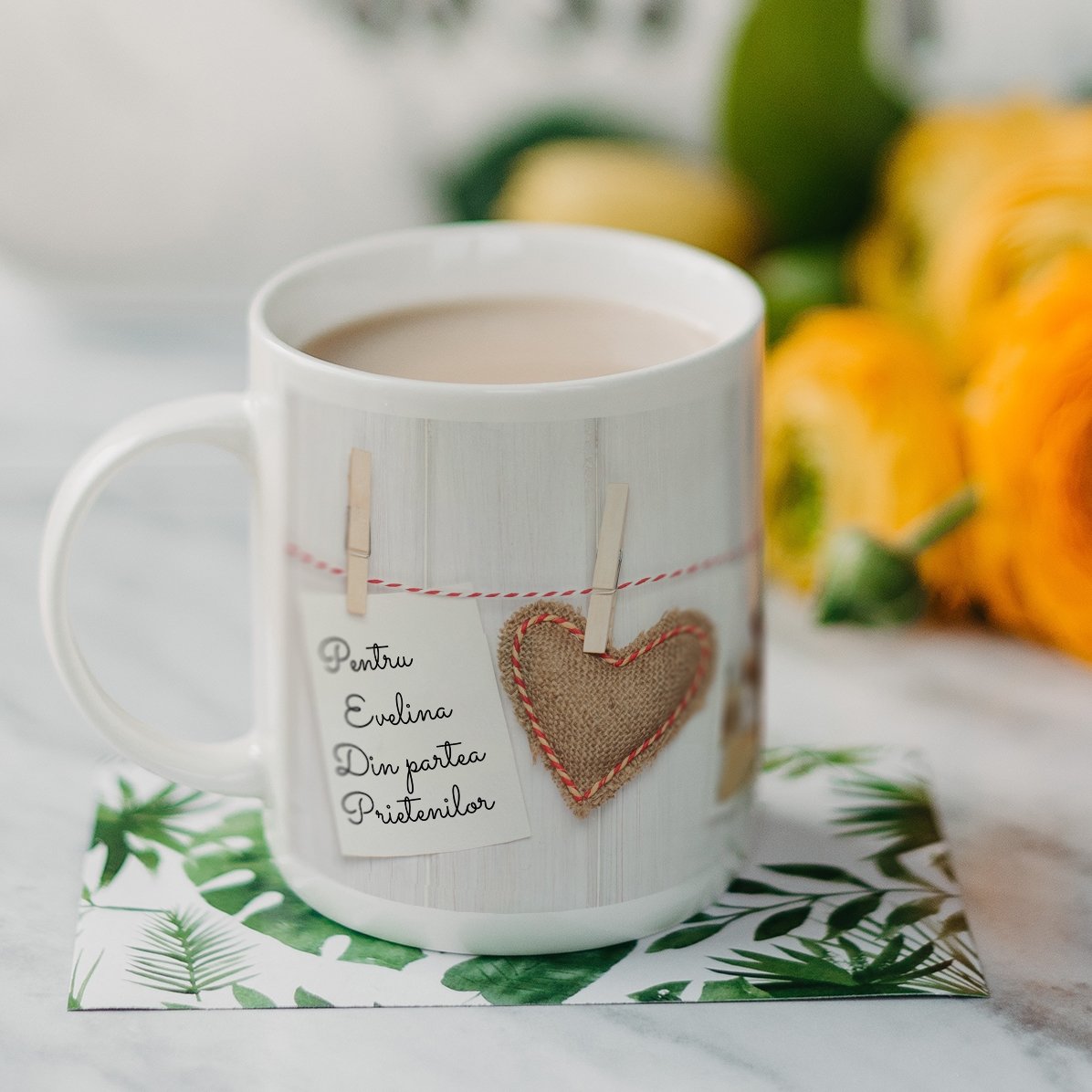 Personalisierte Tasse mit 3 Fotos im Polaroid-Stil