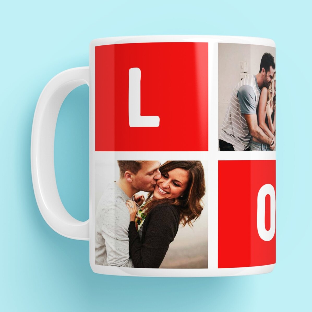 Personalisierte Tasse mit 4 „Love“-Fotos