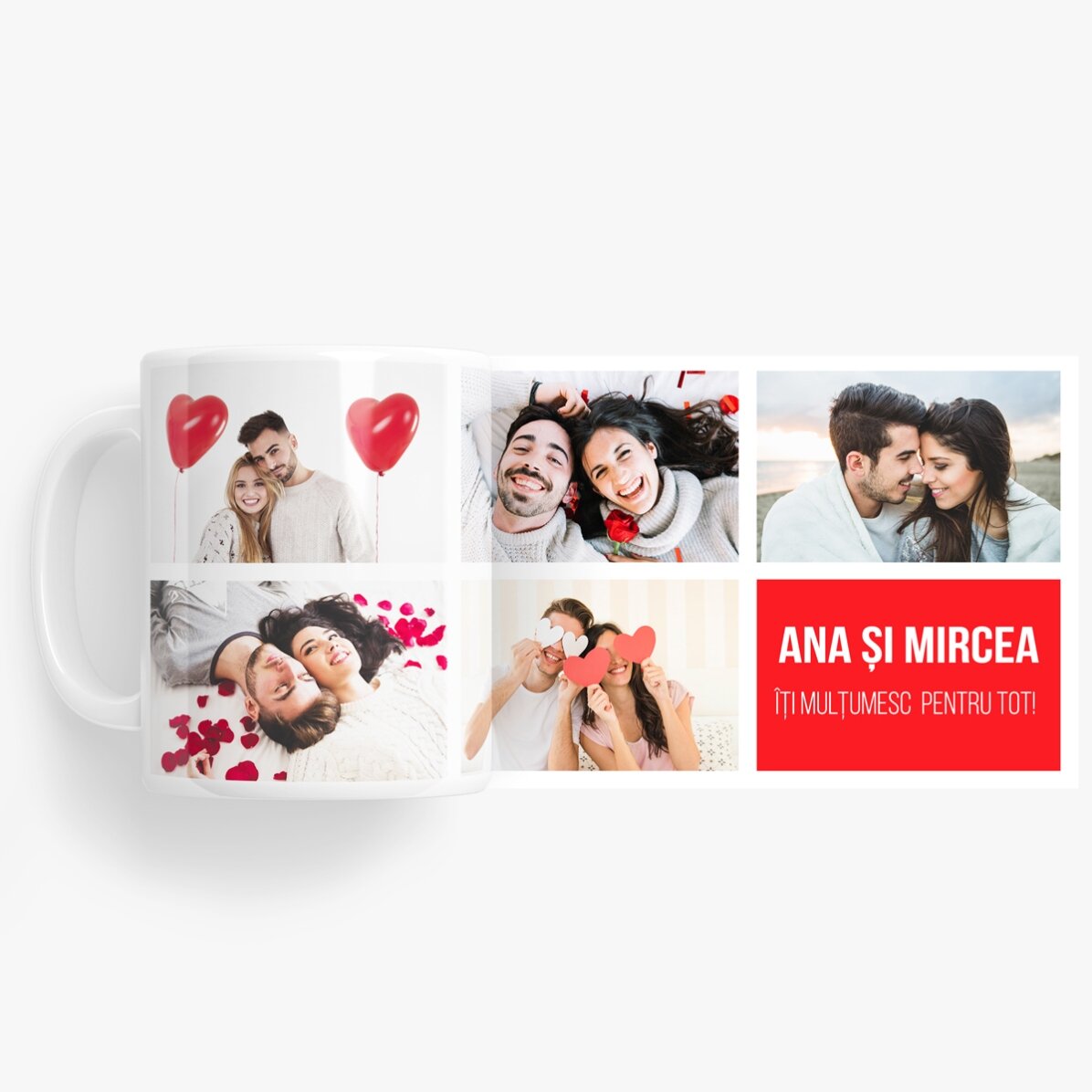 Personalisierte Tasse mit 5 Fotos und Text