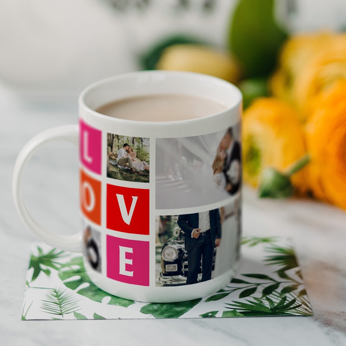 Personalisierte Tasse mit 6 „Love“-Fotos