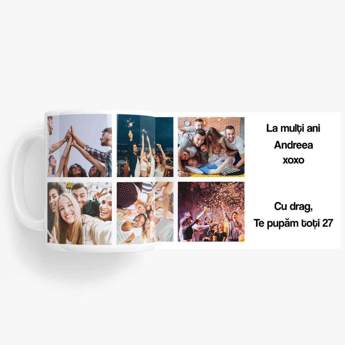 Personalisierte Tasse mit 6 Fotos und einer Botschaft