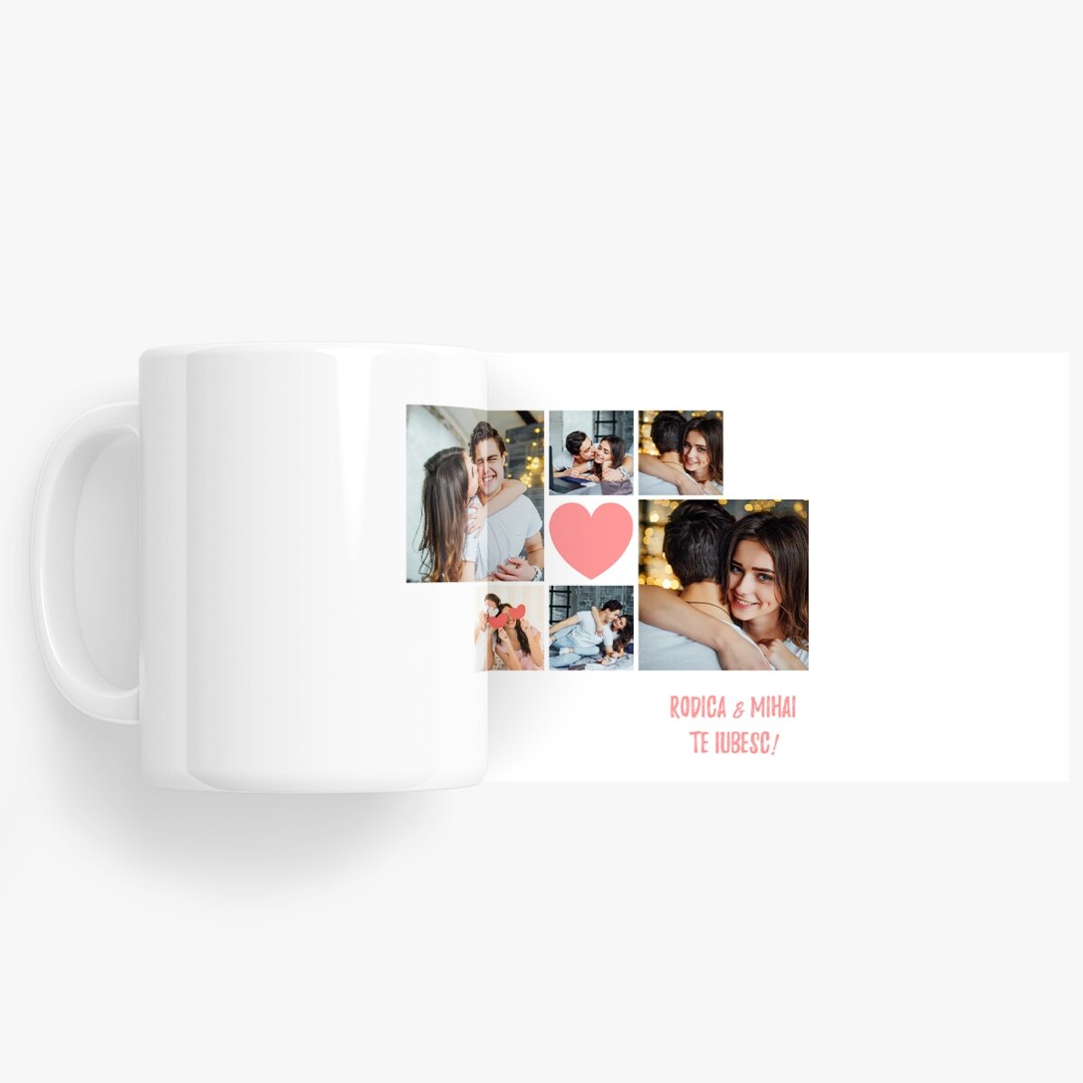 Personalisierte Tasse mit 6 Fotos und Text – Momente zu zweit