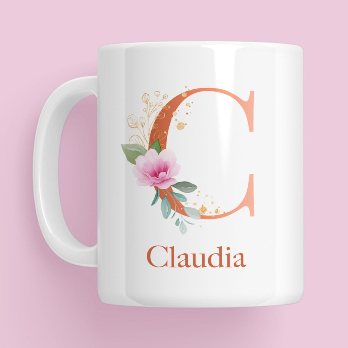 Personalisierter Becher mit Initiale, Namen und Foto