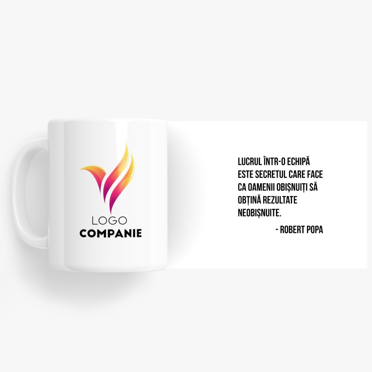 Personalisierte Tasse mit Logo und Text