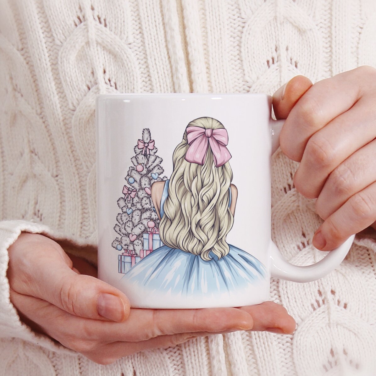 Personalisierte Tasse mit Namen – Christmas Princess Blue