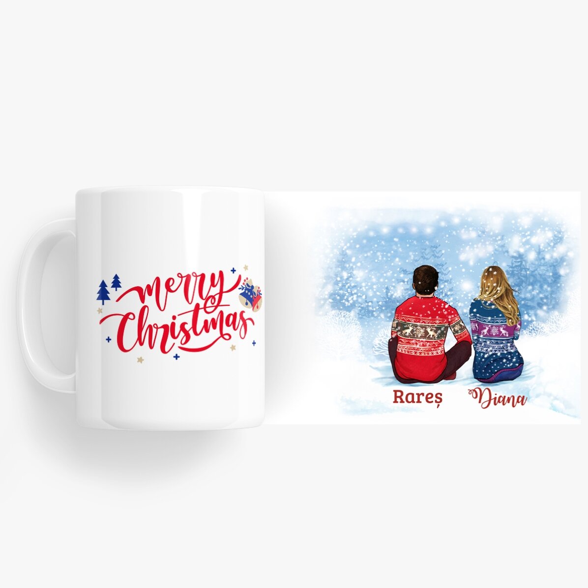 Personalisierte Tasse mit Namen für Paare – Frohe Weihnachten