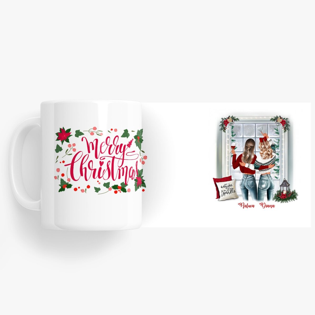 Personalisierte Tasse mit Namen für Freunde – Frohe Weihnachten
