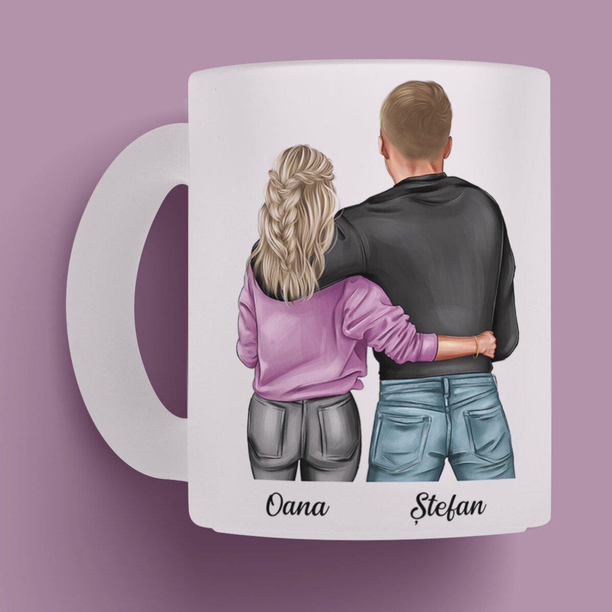Personalisierte Tasse mit Namen und Botschaft – Für Paare