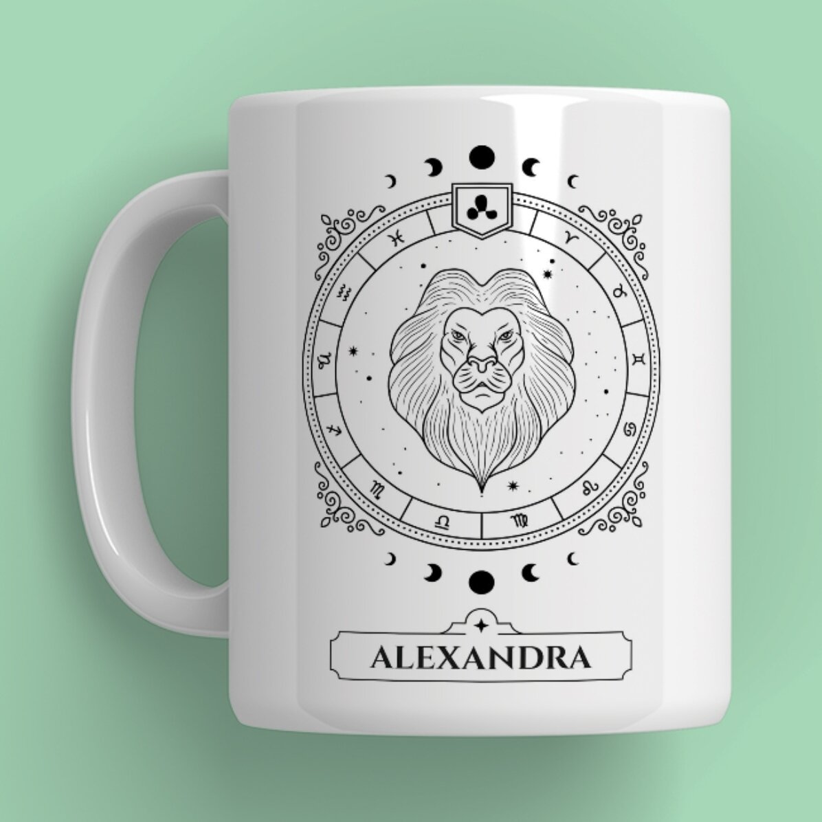 Personalised mug with name and zodiac sign - Leo