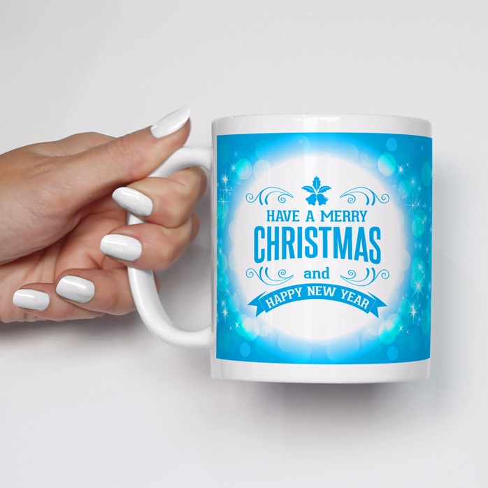 Personalisierte Tasse mit einem Foto – Frohe Weihnachten und ein gutes neues Jahr