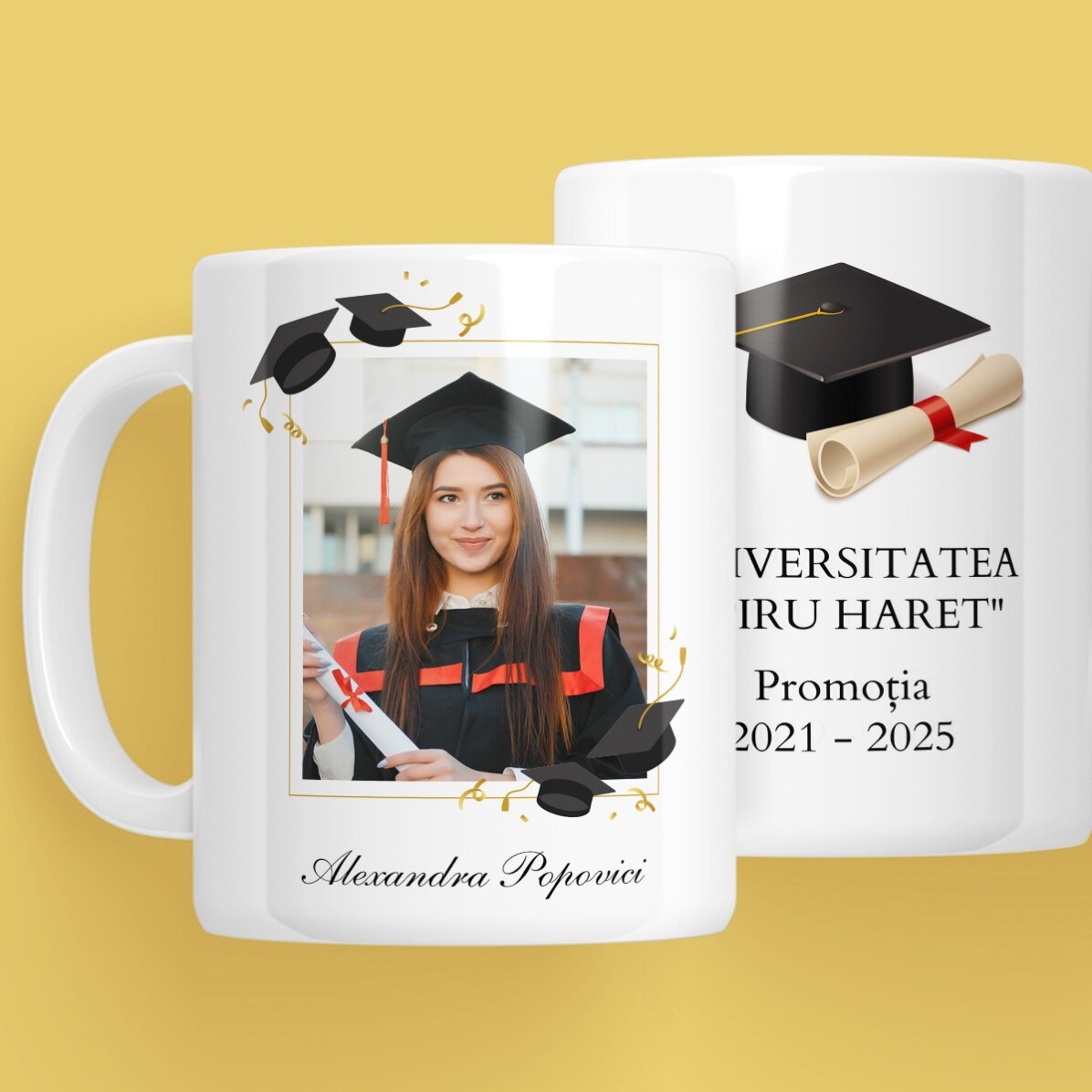 Personalisierte Tasse mit Foto und Text – Abschlussfeier