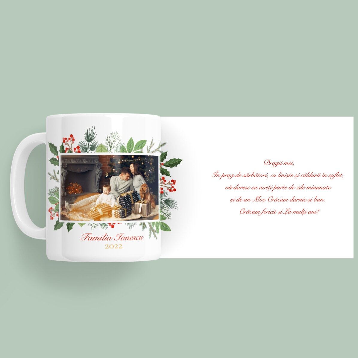 Personalisierte Tasse mit Foto und Text – Frohe Weihnachten!