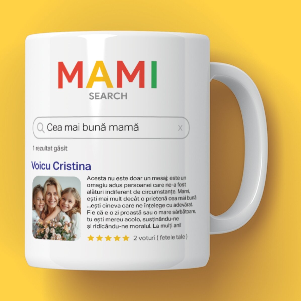 Personalised mug with a photo and text - Search