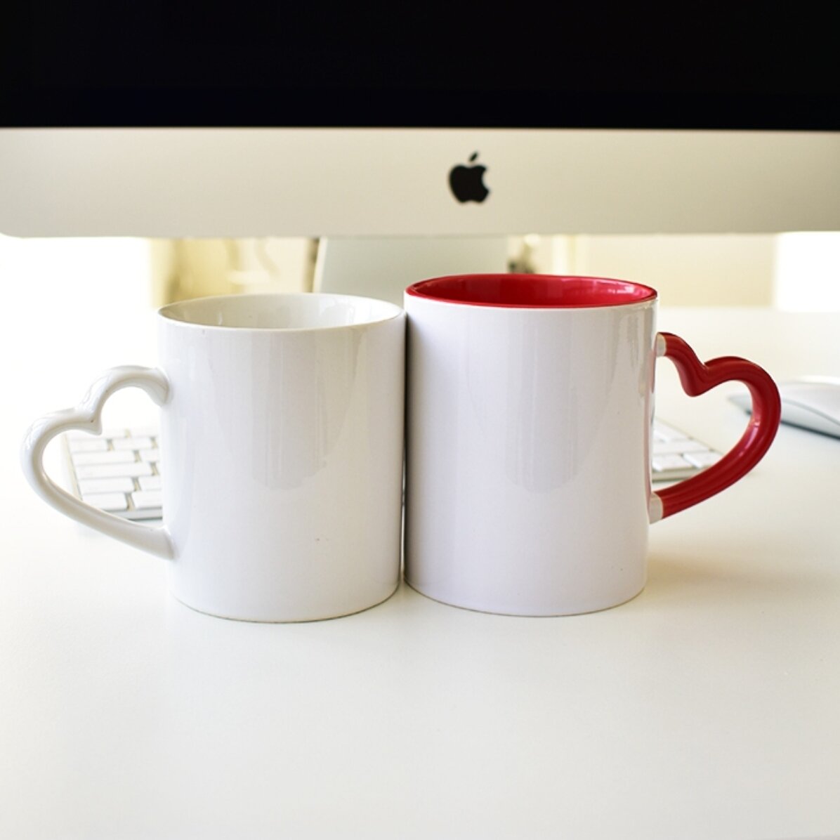 Personalisierte Tasse mit Foto und Text – You&Me – Modell mit herzförmigem Henkel