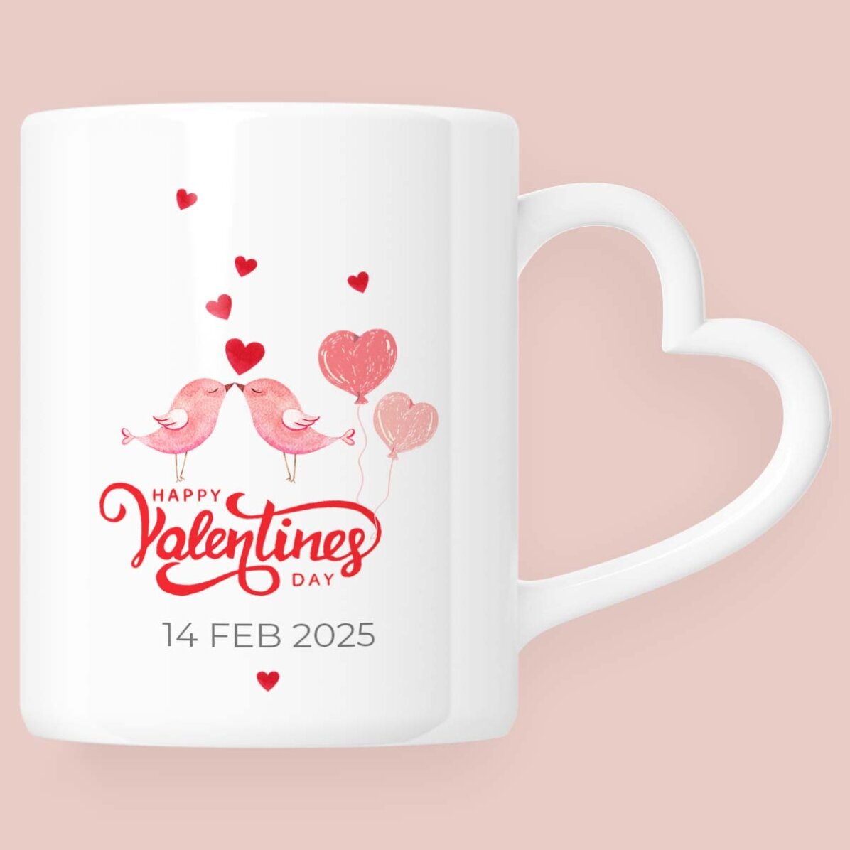 Personalised mug with photo and text - Forever - heart-shaped handle model