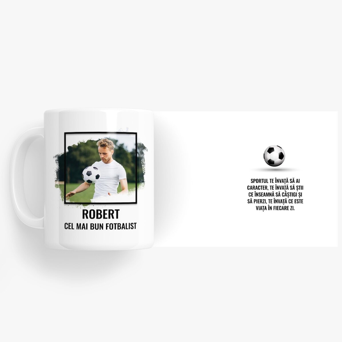 Personalisierte Tasse mit Foto und Text – FUSSBALL