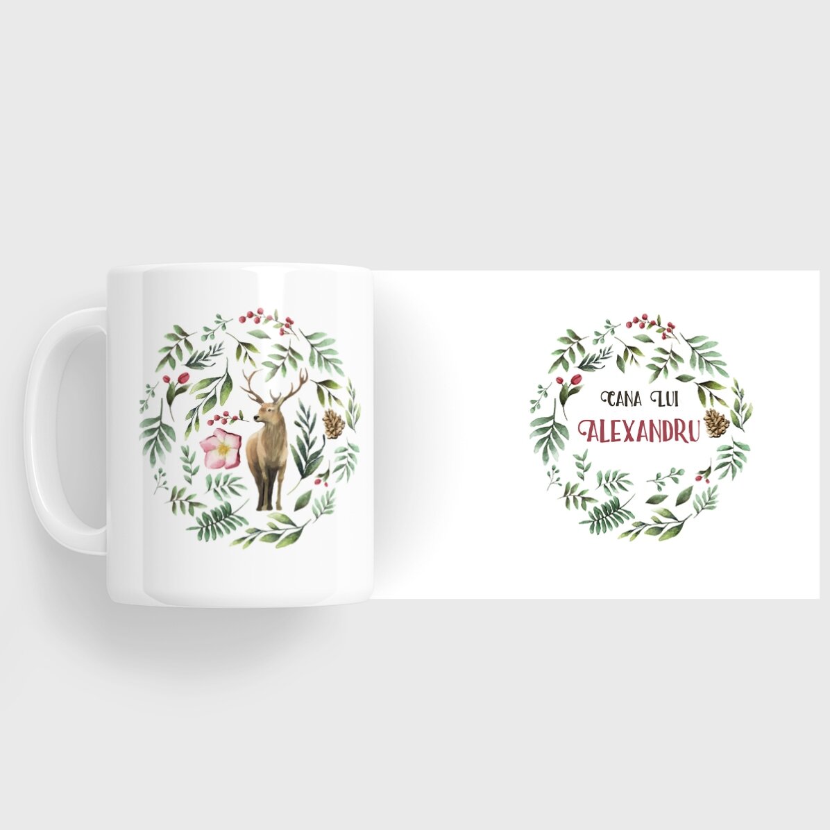 Personalisierte Tasse mit Rentiermotiv für ihn – Weihnachtsmotiv