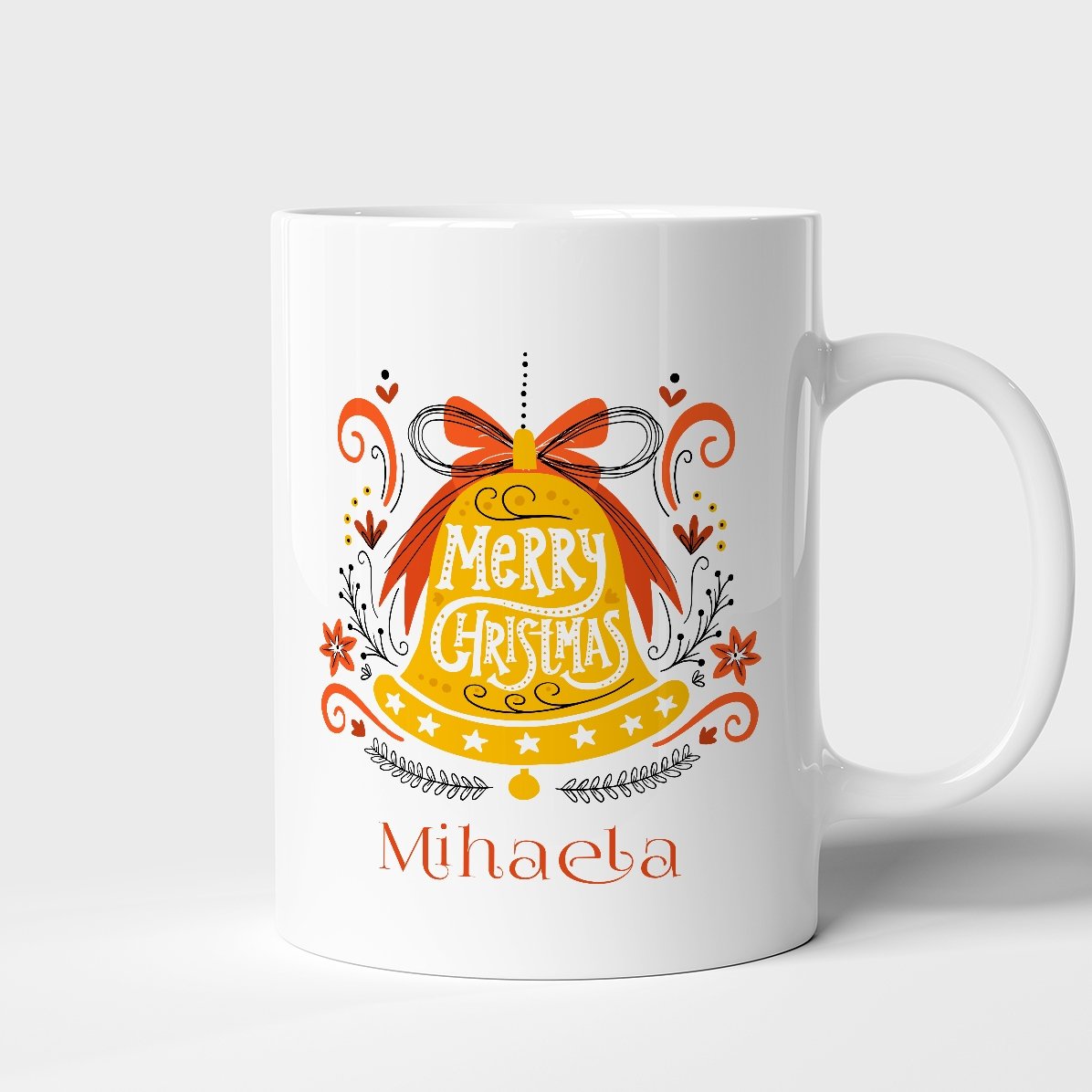 Personalised mug with text - Merry Christmas Bell