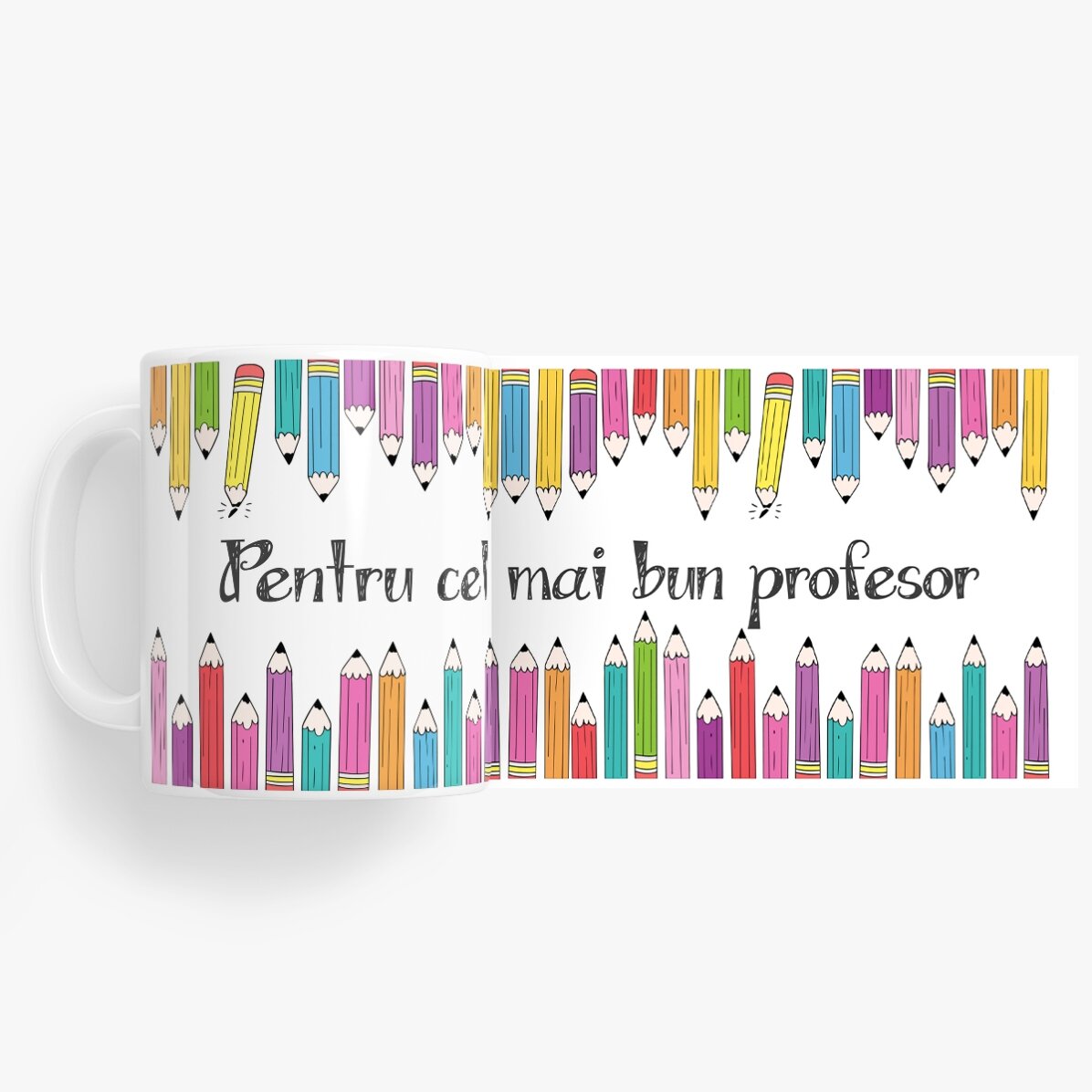 Personalisierter Becher mit Text – Buntstifte