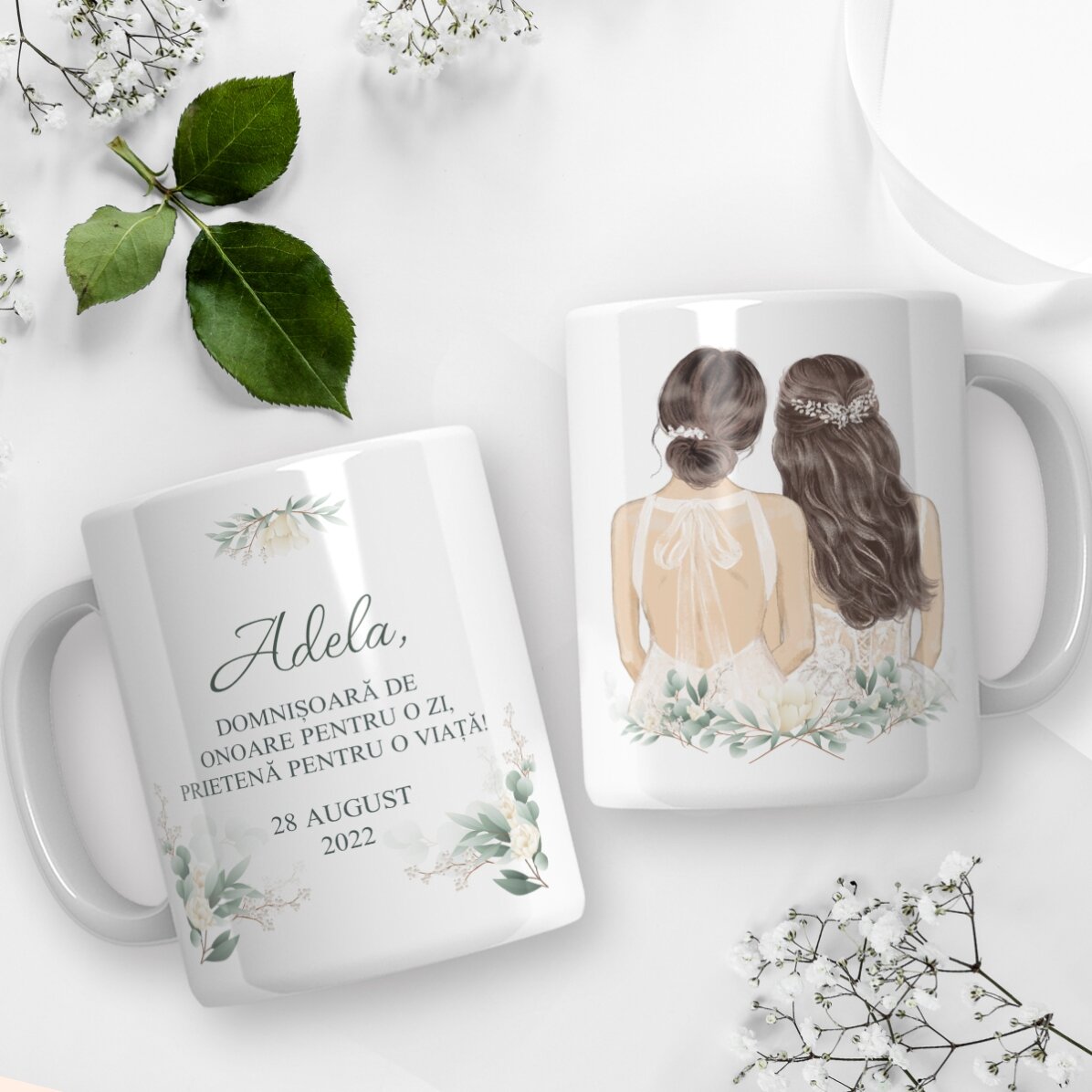 Personalisierter Becher mit Text – Brautjungfer