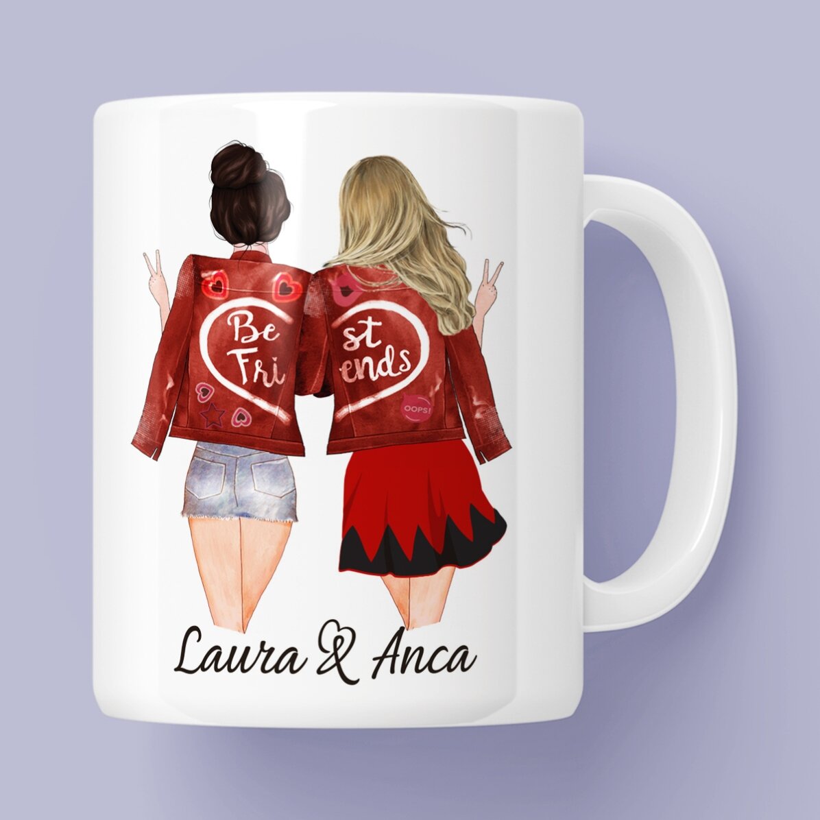 Personalisierte Tasse mit Schriftzug – Friends forever
