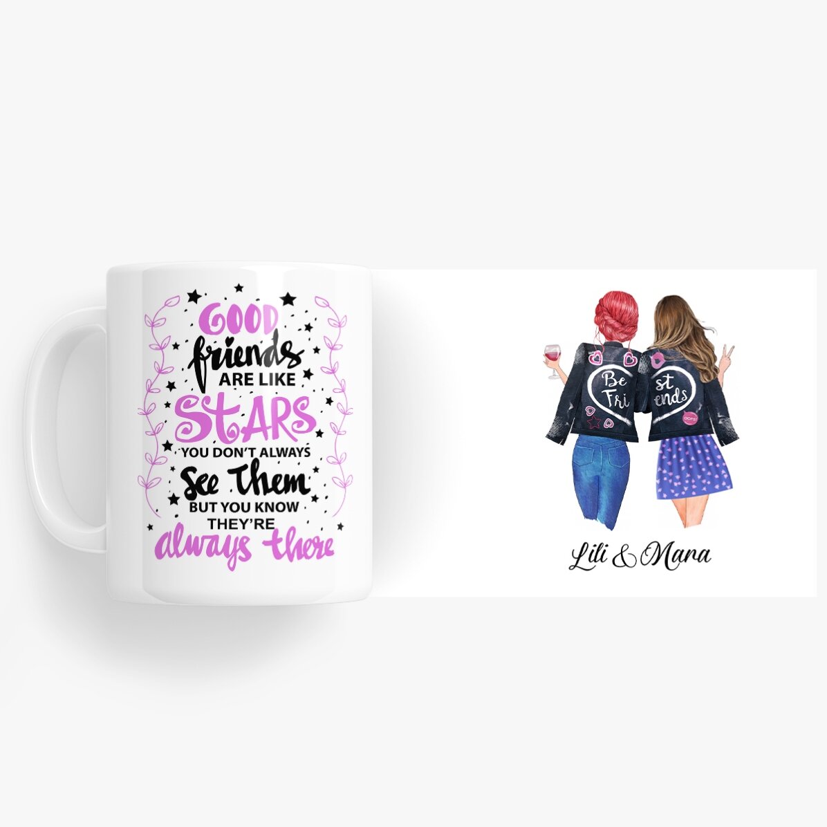 Personalisierte Tasse mit Text – Good friends