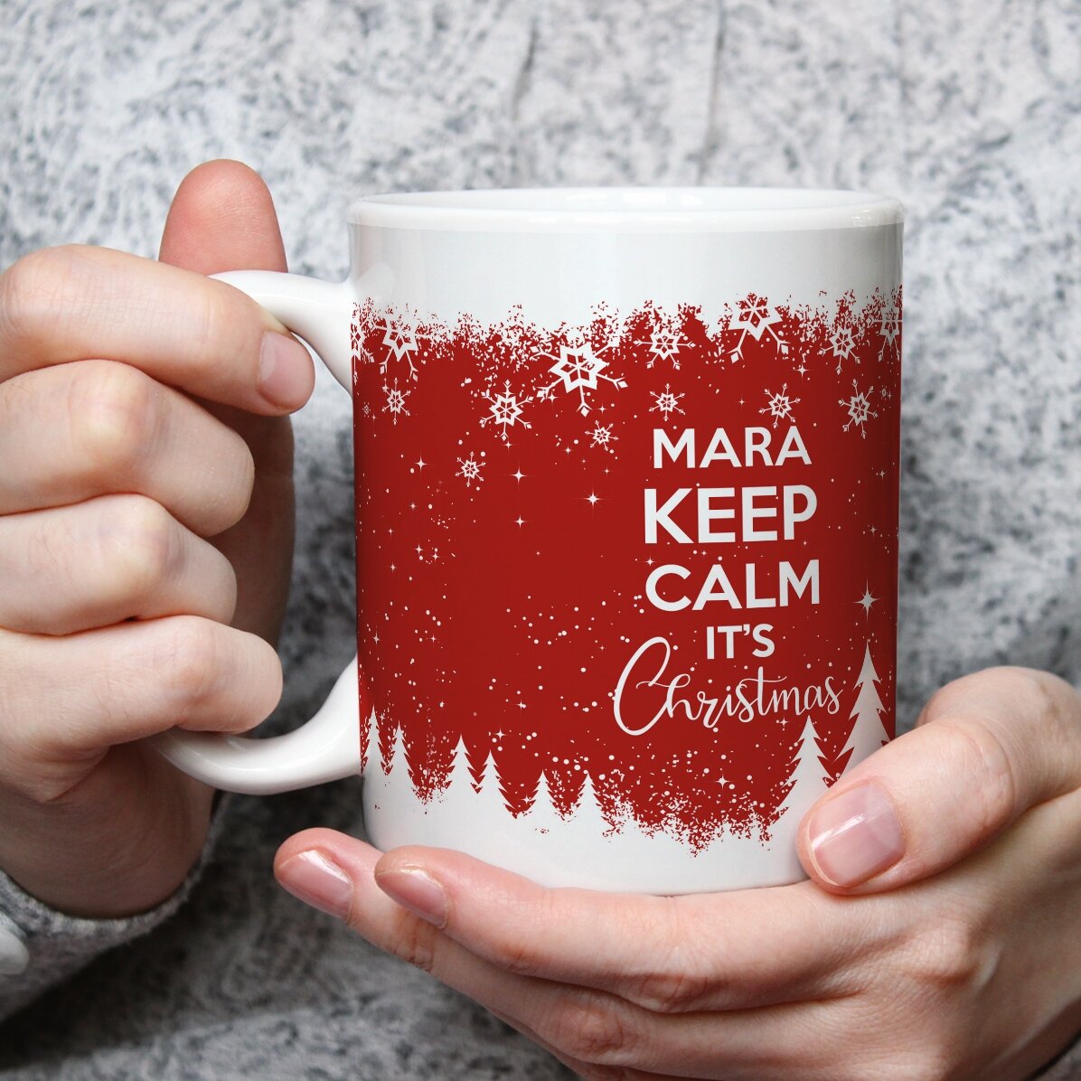 Personalisierte Tasse mit Aufdruck – Keep calm for Christmas