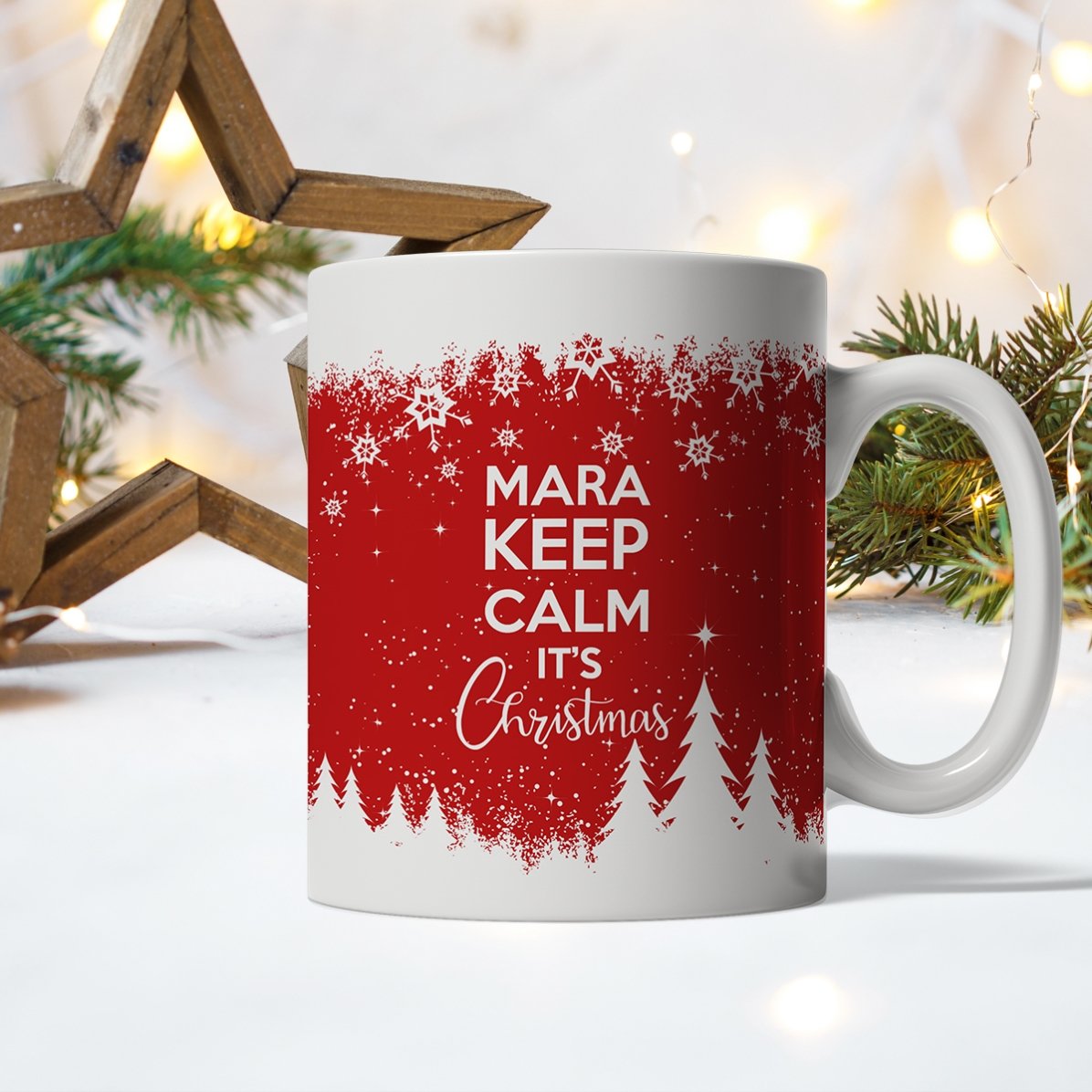 Personalisierte Tasse mit Aufdruck – Keep calm for Christmas